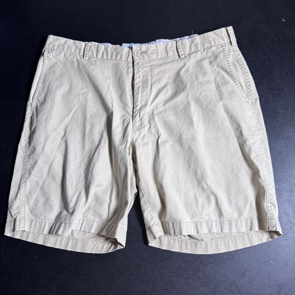 Peter Millar Chino Shorts Mens 38 Khaki Solid Flat Front Cotton Casual Golf